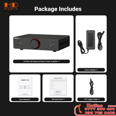 AIYIMA A20 - Ampli Công Suất Hi-Fi 2.1 Kênh TPA3255 Balanced XLR, Hỗ Trợ Subwoofer