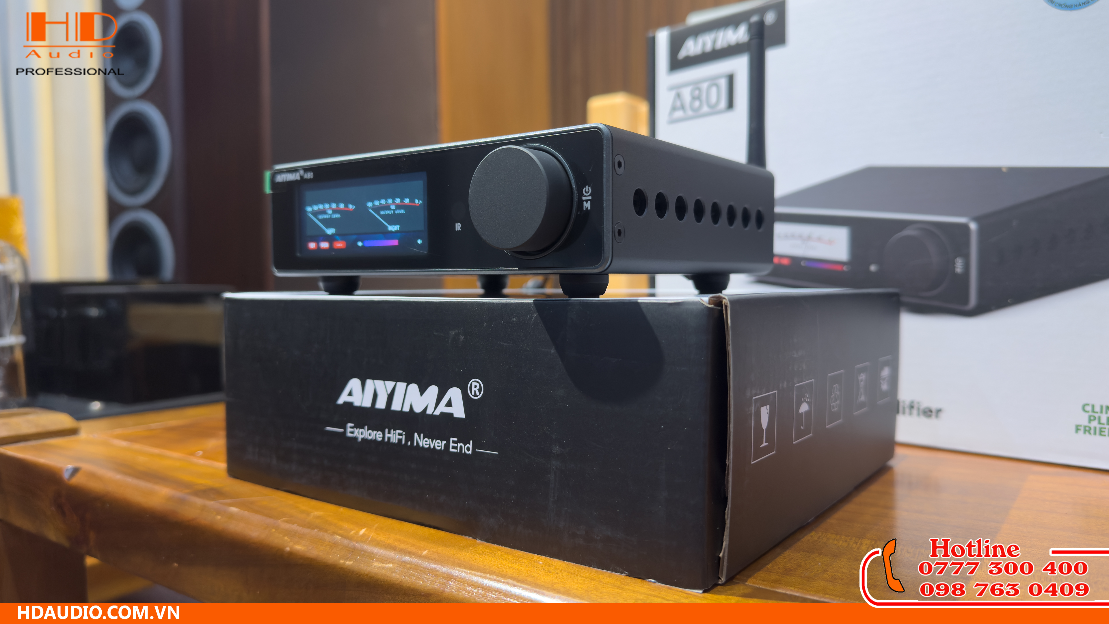 AIYIMA A80 - Amply Bluetooth Hi-Fi TPA3255 Tích Hợp DAC ES9038Q2M Công Suất 300W x2