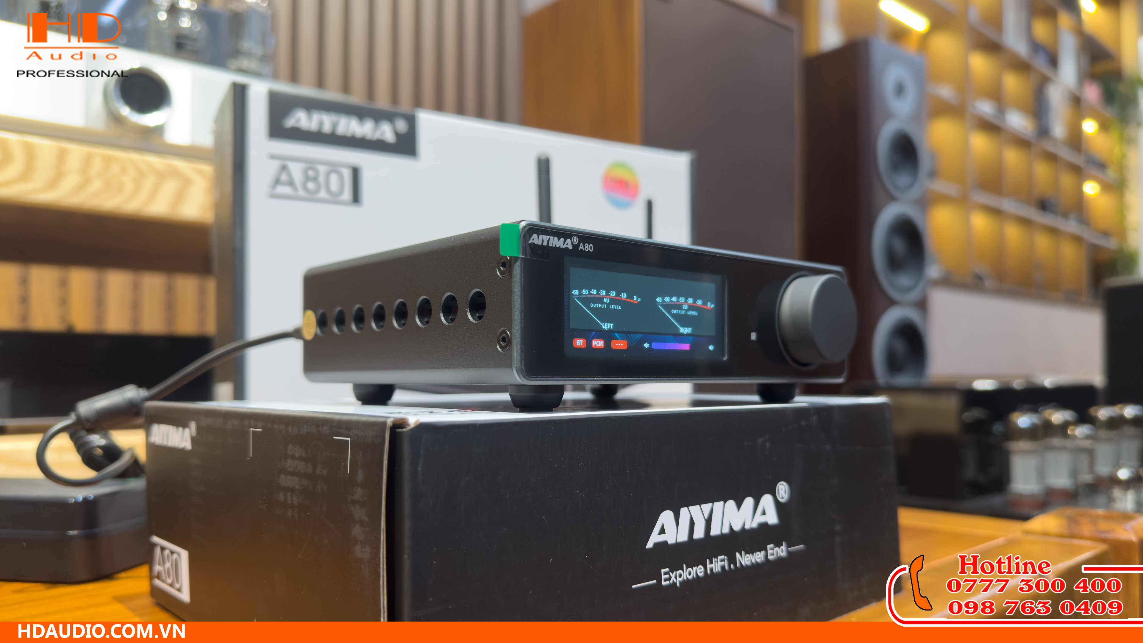 AIYIMA A80 - Amply Bluetooth Hi-Fi TPA3255 Tích Hợp DAC ES9038Q2M Công Suất 300W x2