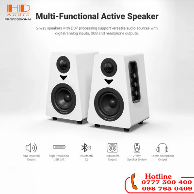 Loa Bookshelf Active AIYIMA S30 II – Bluetooth 5.3, USB DAC, 50W