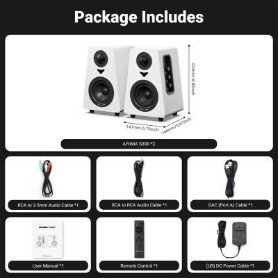 Loa Bookshelf Active AIYIMA S30 II – Bluetooth 5.3, USB DAC, 50W