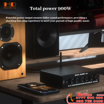 Amply SUCA AUDIO A900, Công suất 300W x 3, Bluetooth 5.2