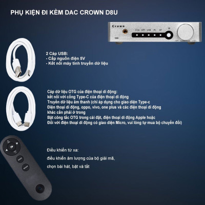 Giải mã DAC Crown D8U | Đọc trực tiếp USB