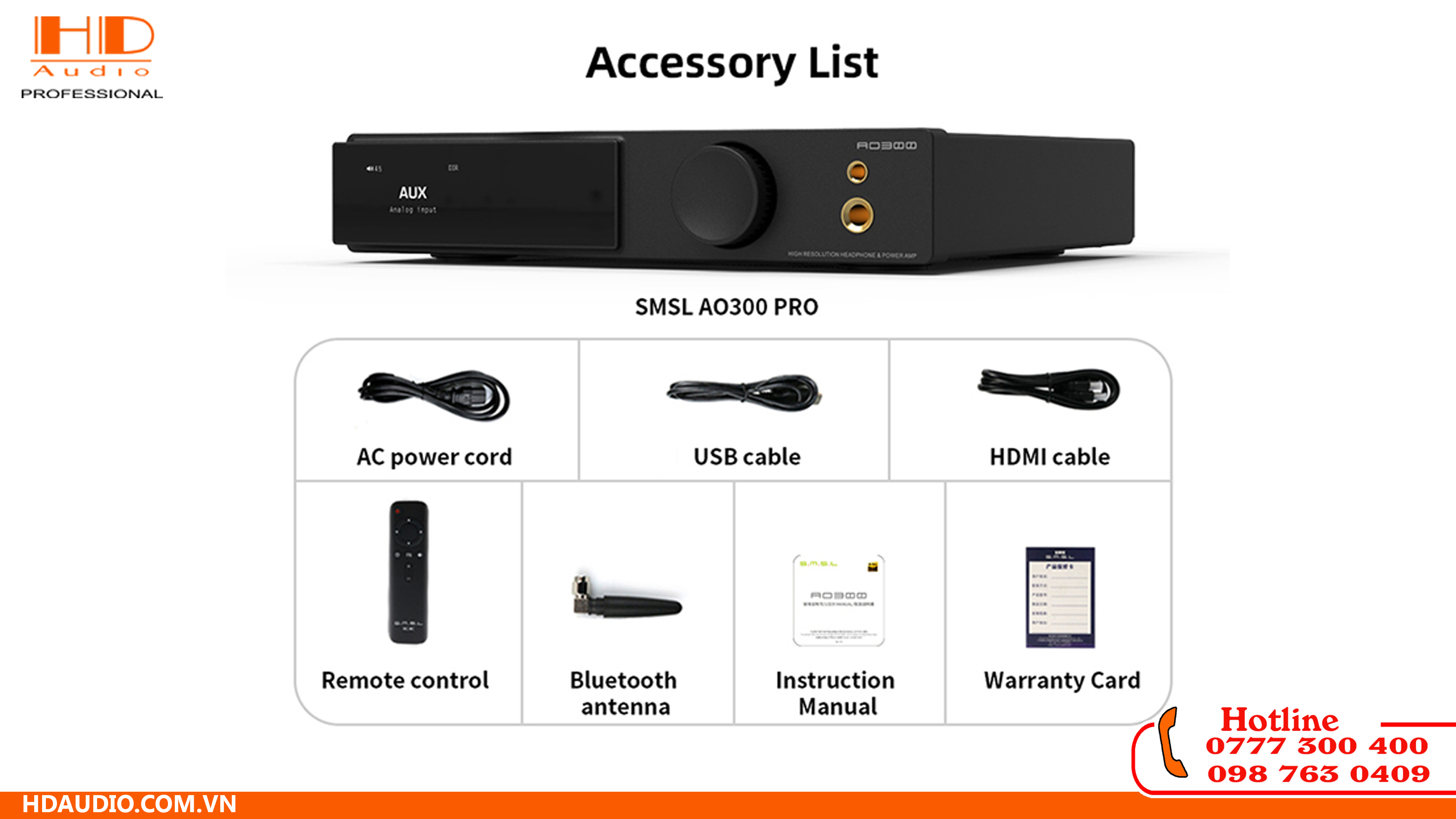 SMSL AO300 Pro – Amply Hi-Fi All-in-One DAC, Bluetooth LDAC, HDMI eARC, 165W × 2