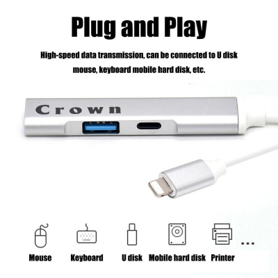 Bộ chuyển đổi Type C Hub - Thương hiệu Crown