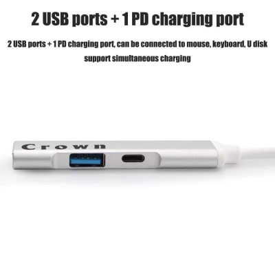 Bộ chuyển đổi Type C Hub - Thương hiệu Crown