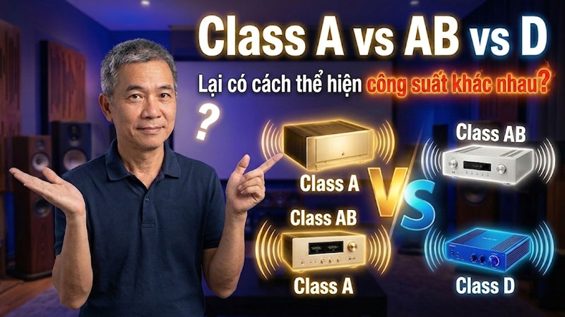 Đánh giáVì sao ampli Class A, AB, D thể hiện công suất khác nhau?