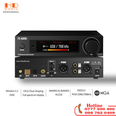 Giải mã cao cấp FX-AUDIO DA06 trang bị 2 chip DAC AK4493