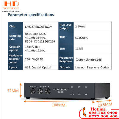 Bộ Giải Mã DAC FXAUDIO SQ6 - DAC Chơi Oto