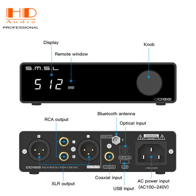 DAC SMSL DO100 ES9038Q2Mx2 Bluetooth 5.0 DAC